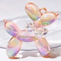 Balloon dog charm with holographic UV coating and colorful beads for DIY keychains - With Pearl / Transparent Orange (Transparent Bead)