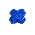 Blue acrylic cross bead with ribbed texture for DIY handmade jewelry crafting - Prepared By / Sapphire Blue