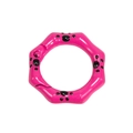 Anillo de resorte octogonal rosa con huellas de patas negras para llaveros DIY - Rosa Roja