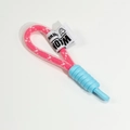Handgewebtes rosa-blaues geflochtenes Schlüsselband mit individuellem Webetikett - Rosenrot