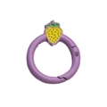 Purple round spring clasp with yellow strawberry charm for DIY craft accessories - Dark Purple