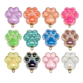 Colorful resin cat paw pendants in twelve vibrant pearlescent shades with gold rings - Transparent Drip Oil Mixed