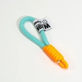 Handmade light blue mesh braided lanyard with orange accent for keys and bags - Emerald