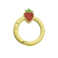 Yellow enamel round spring ring connector with cute strawberry charm for DIY keychains - Light Yellow