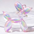 Iridescent translucent resin balloon dog charm with shiny laser finish for DIY jewelry - Without Pearl / Transparent Pink (Transparent Bead)
