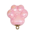 Pearlescent pink cat paw charm with a gold metal ring for DIY jewelry making - Solid Pink