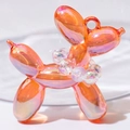 Pink aurora finish balloon dog charm with decorative beaded chain for DIY crafts - With Pearl / Transparent Red (Transparent Bead)