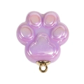 Pearlescent purple cat paw charm with a gold metal ring for DIY jewelry making - Solid Purple