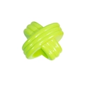 Neon green resin ring featuring a bold X-shaped design with decorative linear ridges - Prepared By / Fruit Green