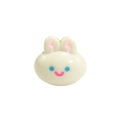 Perlina a coniglio bianco in resina per fai-da-te con orecchie rosa e viso carino - Beige