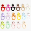 Colorful bear-shaped spring gate rings for DIY keychain making in 17 glossy finishes - Bear / Random Mixed Colors
