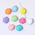 Colorful macaron silicone cat paw beads with center holes for DIY keychain making - Cat Paw (22*20mm)