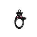 Black cartoon bear spring ring lobster clasp with pink details for DIY keychains - Bear / Black