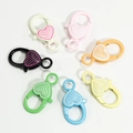 Chiusure a moschettone a forma di cuore in 7 colori caramella per portachiavi fai-da-te - Stile Smalto a Righe-Multicolore