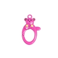 Pink bear-shaped spring gate ring with yellow bow for DIY keychains and bags - Bear / Rose Red
