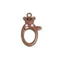 Portachiavi a moschettone a forma di orso marrone con fiocco rosa per fai da te - Orso / Caffè Scuro