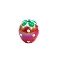 Metallic red strawberry bead with white spots and green leaves for DIY jewelry making - Strawberry Shape (Strawberry) / Red