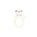 Anello a molla a forma di orsetto bianco crema accessorio DIY con fiocco viola - Orso / Beige