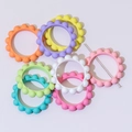 Colorful silicone flower beads set in orange purple yellow green and pink for DIY crafts - Hollow Ring (Diameter 42mm)