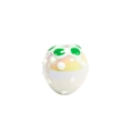 Hand-painted white ceramic strawberry bead with green flower and pearl glaze finish - Strawberry Shape (Strawberry) / White