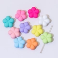 Green flower bead with hole on metal needle for DIY jewelry making accessories - Five-Petal Flower (23*23mm)