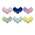 Set of six pixel heart acrylic beads with iridescent pearlescent coating for DIY crafts - Iridescent Inner Heart / Random Color