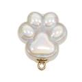 Ciondolo a forma di zampa di gatto in resina bianca perlata con anello dorato - Glitter Bianco