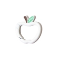 Mousqueton blanc en forme de pomme avec feuille verte et tige brune pour porte-clés - Blanc
