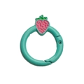 Green O-ring spring buckle with pink strawberry charm for DIY jewelry and keychains - Malachite green