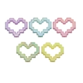 Five colorful pixel heart acrylic beads with rainbow AB coating for DIY jewelry making - Iridescent Heart Frame / Random Color