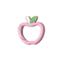 Portachiavi a forma di mela rosa con foglia verde e gancio a molla in metallo laccato - Rosa Chiaro