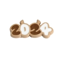 Cute brown 2024 resin charm with animal ears for DIY keychains and accessories - 2024 Double Sided Antler Tag / Brown
