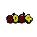 2024 cartoon number charm with ear silhouette for DIY keychains and phone straps - 2024 Double Sided Antler Tag / Black