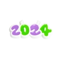 DIY accessory purple and green cartoon number 2024 bead for keychain and phone chain - 2024 Double Sided Antler Tag / White