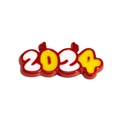 2024 Year Charms for DIY jewelry making with red and yellow numeric bead details - 2024 Double Sided Antler Tag / Red