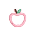 Moschettone rosa a forma di mela con foglia verde per portachiavi fai-da-te - Rosa Pesca (Nuovo)
