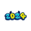DIY accessory 2024 number bead in navy blue with yellow and teal enamel accents - 2024 Double Sided Antler Tag / Sapphire Blue