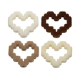 Flocced pixel heart beads in beige and brown for DIY jewelry and phone chains - Flocked Heart Frame / Random Color