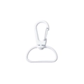 White coated alloy spring snap hook with D-ring swivel for DIY keychains and bags - White