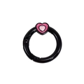 Moschettone rotondo nero per portachiavi con ciondolo a cuore rosa per DIY - Stile Cuore / Nero