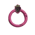 Pink round strawberry spring gate ring carabiner for DIY keychain and bag accessories - Rose Red