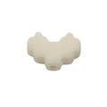 DIY pixel heart shaped acrylic bead with cream flocked finish and center hole charm - Flocked Inner Heart / Off-white
