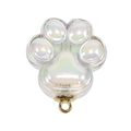 Ciondolo zampa di gatto iridescente con anello in metallo dorato per gioielli DIY - Smalto Bianco Trasparente