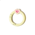Chiusura a molla rotonda gialla con dettaglio cuore rosa per portachiavi fai da te - Stile Cuore / Giallo Chiaro