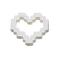 Glossy white pixel heart acrylic bead with hollow center and top-bottom holes - Baking Paint Heart Frame / White