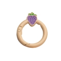 Sand beige round spring ring clasp featuring a purple strawberry charm for DIY crafts - Grapefruit