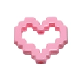 Pink pixelated heart-shaped acrylic bead with pre-drilled hole for DIY jewelry making - Baking Paint Heart Frame / Pink