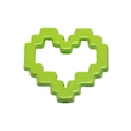 Light green pixel heart charm with hollow design and dual holes for DIY bead crafts - Baking Paint Heart Frame / Fruit Green