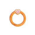 Anello a molla rotondo arancione brillante con ciondolo a cuore per portachiavi - Stile Cuore / Arancione