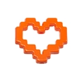 Bright orange pixel heart acrylic bead with hollow center for DIY phone chain making - Baking Paint Heart Frame / Orange